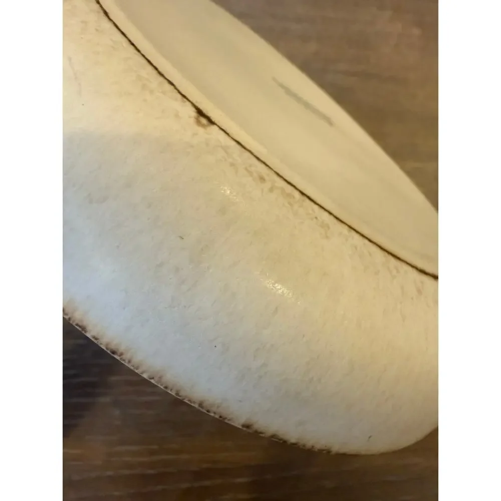 Anthropologie Cream Rustic Boho Ceramic 9 inch diameter Plate Bowl